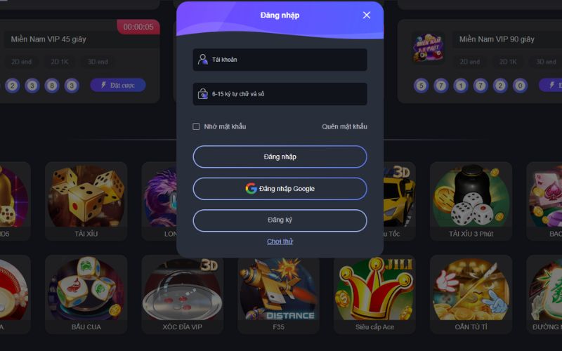 Giao diện đăng nhập trang lô đề online trên laptop