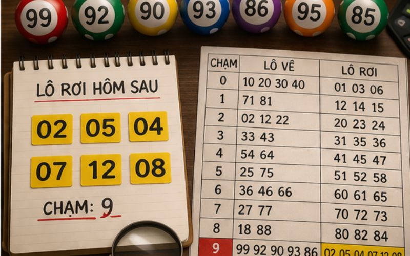 Bảng số và thống kê dùng để tìm lô rơi hôm sau