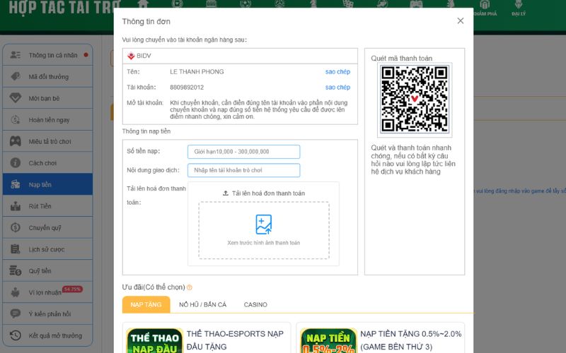 Thao tác chuyển tiền vào tài khoản lô đề trực tuyến nhanh chóng
