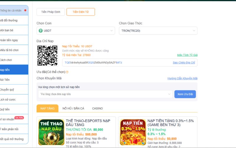 Người chơi nạp tiền vào tài khoản lô đề trực tuyến bằng điện thoại